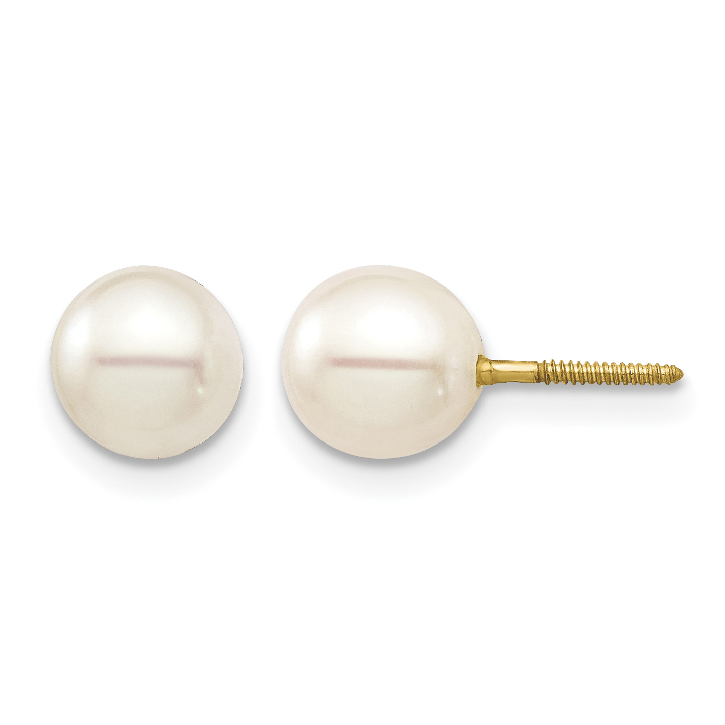 14k Madi K 6-7 White Round Freshwater Cultured Pearl Screwback Post Earrings (SE2930)
