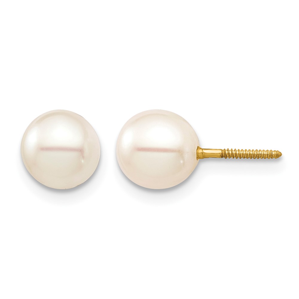14k Madi K 6-7 White Round Freshwater Cultured Pearl Screwback Post Earrings (SE2930)