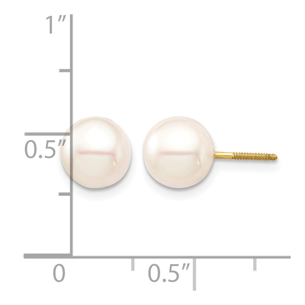 14k Madi K 7-8mm White Round Freshwater Cultured Pearl Screwback Post Earrings (SE2932)
