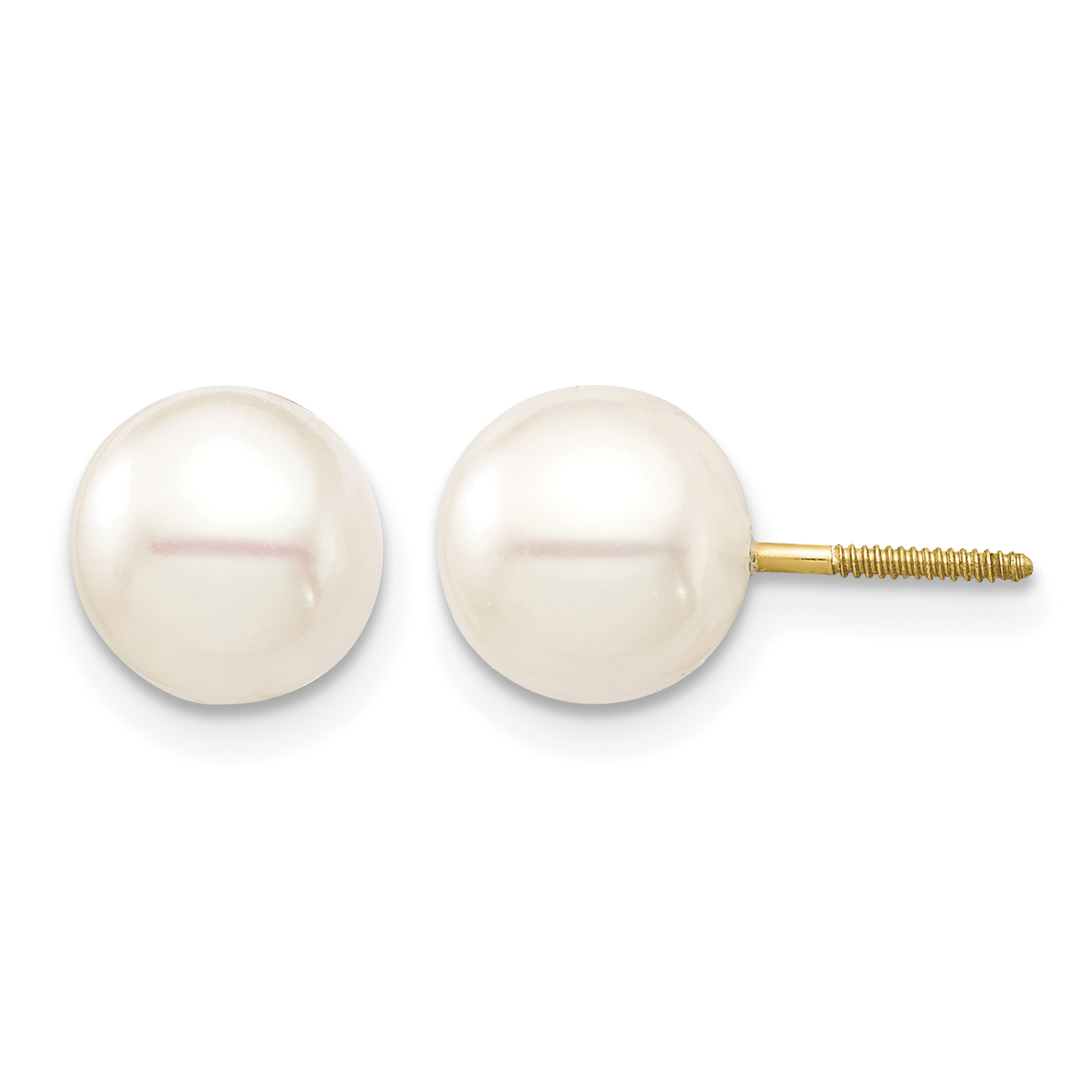 14k Madi K 7-8mm White Round Freshwater Cultured Pearl Screwback Post Earrings (SE2932)