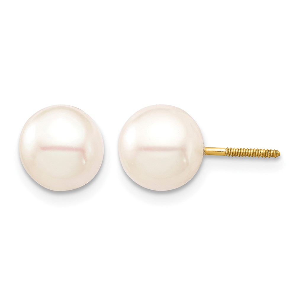 14k Madi K 7-8mm White Round Freshwater Cultured Pearl Screwback Post Earrings (SE2932)