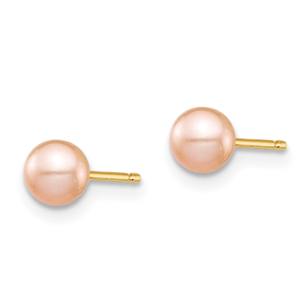 14k Madi K 7-8mm Pink Button Freshwater Cultured Pearl Stud Post Earrings with Silicone Backs (SE2933)