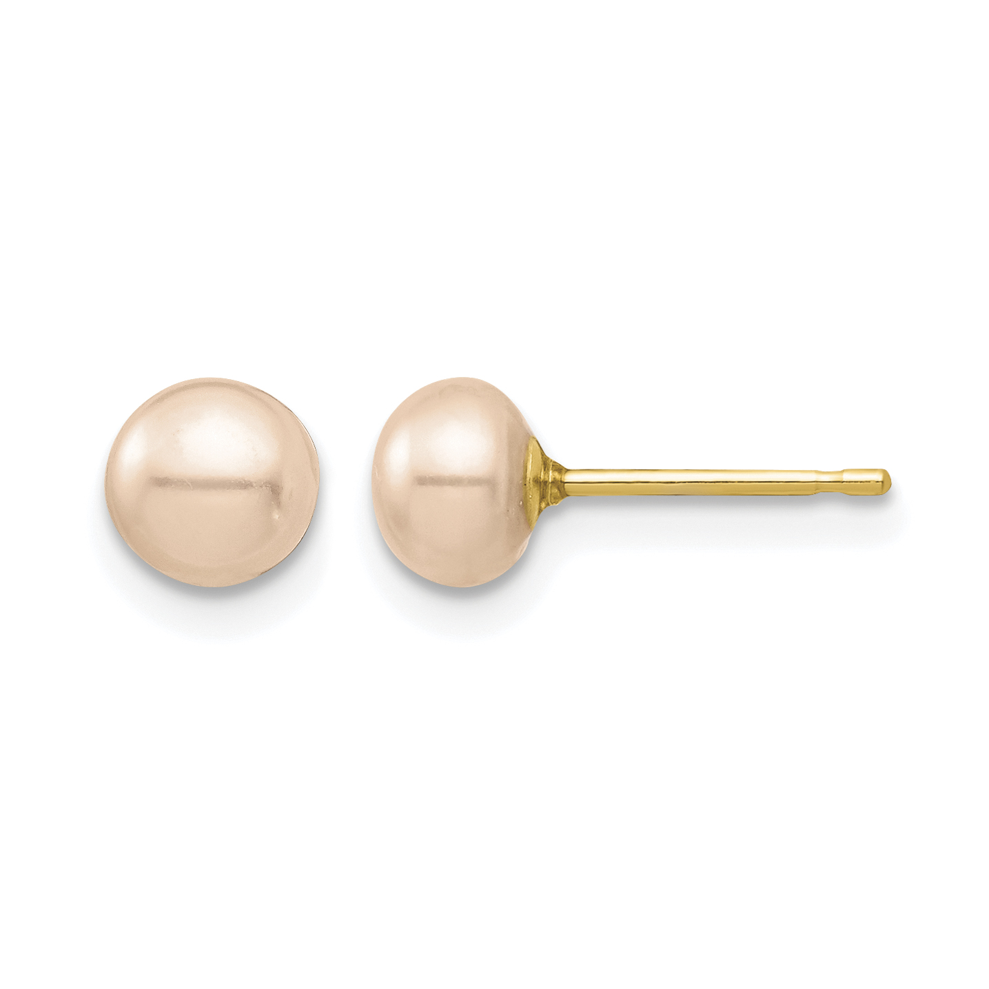 14k Madi K 5-6mm Pink Button Freshwater Cultured Pearl Stud Post Earrings with Silicone Backs (SE2937)