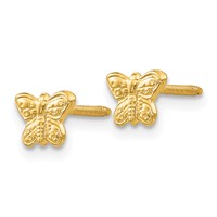 14K Yellow Gold Madi K Polished Butterfly Screwback Post Earrings view 2