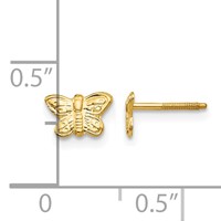 14K Yellow Gold Madi K Polished Butterfly Screwback Post Earrings view 4