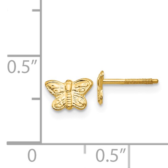 14k Madi K Polished Butterfly Childrens Screwback Post Earrings