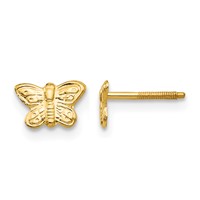 14K Yellow Gold Madi K Polished Butterfly Screwback Post Earrings view 1