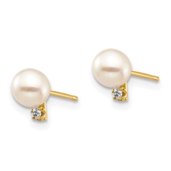 Madi K® Gold FWC Pearl & Diamond Post Earrings