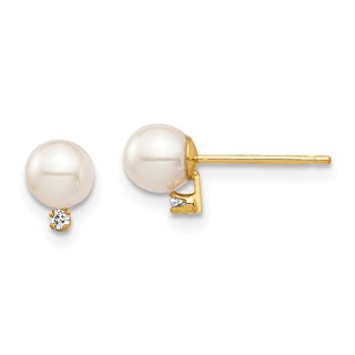 Madi K® Gold FWC Pearl & Diamond Post Earrings