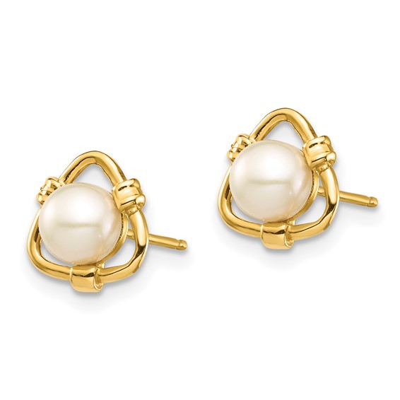 14k Madi K 4-5mm White Button Freshwater Cultured Pearl Stud Earrings