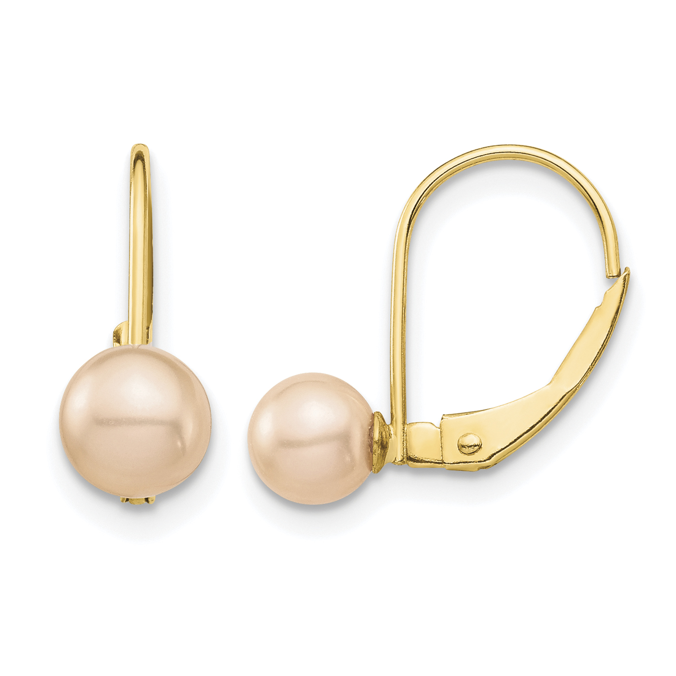 14k Madi K 5-6mm Pink Round Freshwater Cultured Pearl Leverback Earrings (SE2965)