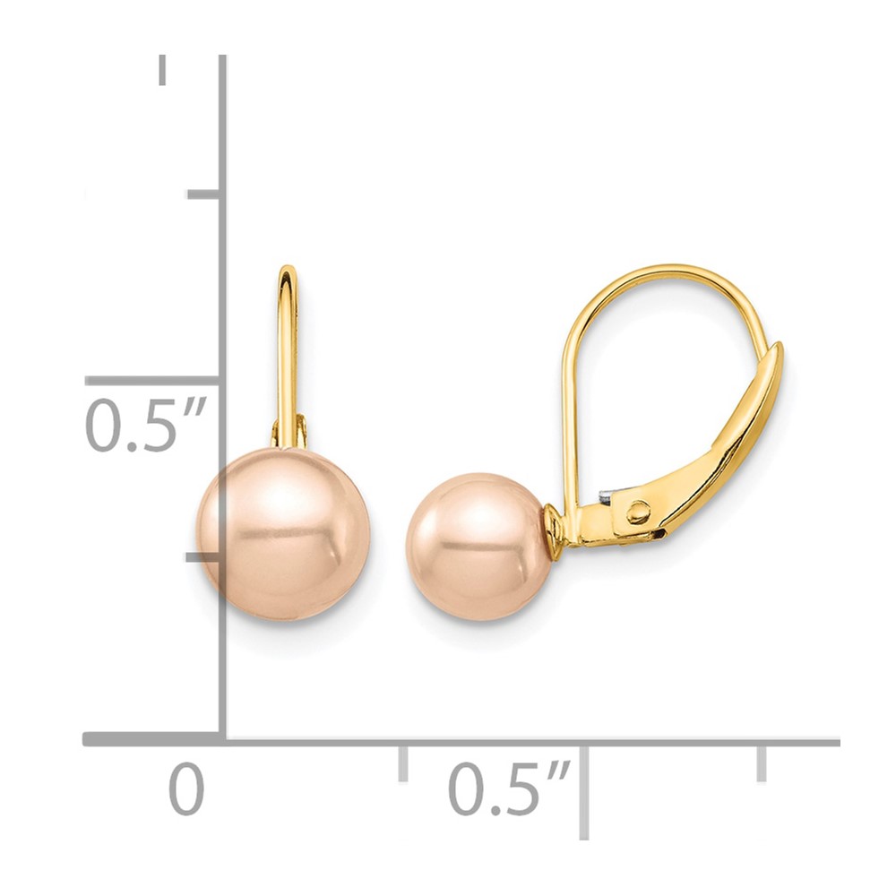 14k Madi K 6-7mm Pink Round Freshwater Cultured Pearl Leverback Earrings (SE2970)