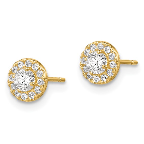 14k Madi K CZ Halo Circle Post Earrings