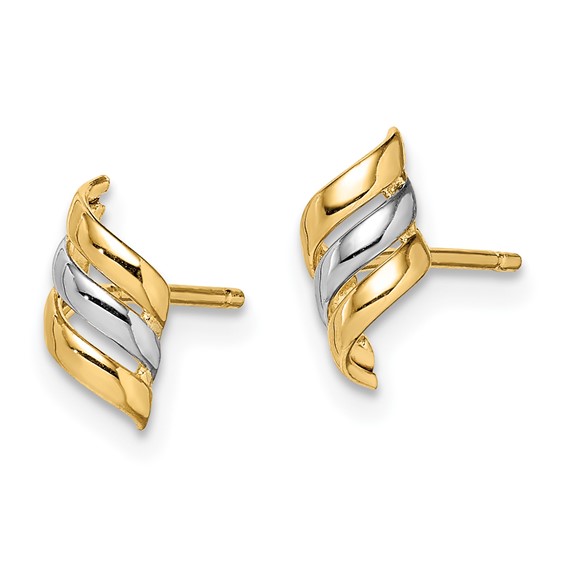 14k w/Rhodium Madi K Swirl Post Earrings