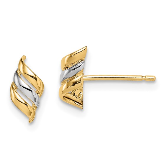 14k w/Rhodium Madi K Swirl Post Earrings
