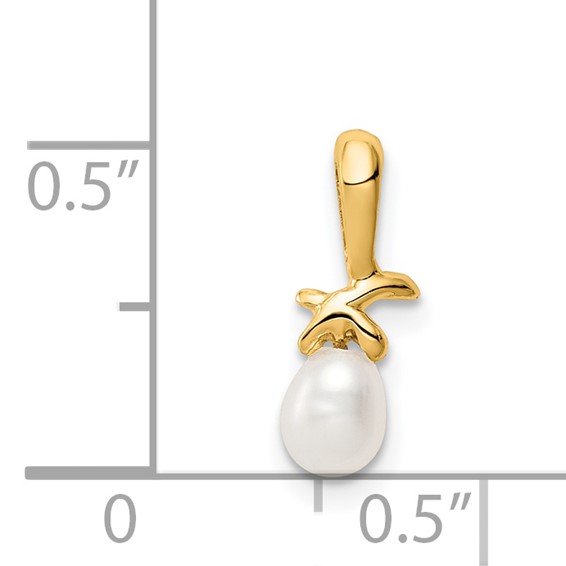 14k Madi K 4-5mm White Rice Freshwater Cultured Pearl Pendant