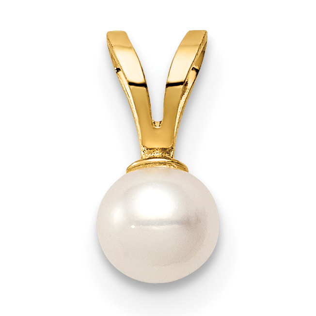 14K Madi K 4-5mm White Near Round Freshwater Cultured Pearl Pendant (SE3005)