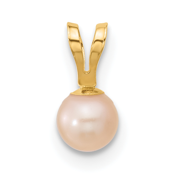 14K Madi K 4-5mm Pink Near Round Freshwater Cultured Pearl Pendant (SE3005PI)