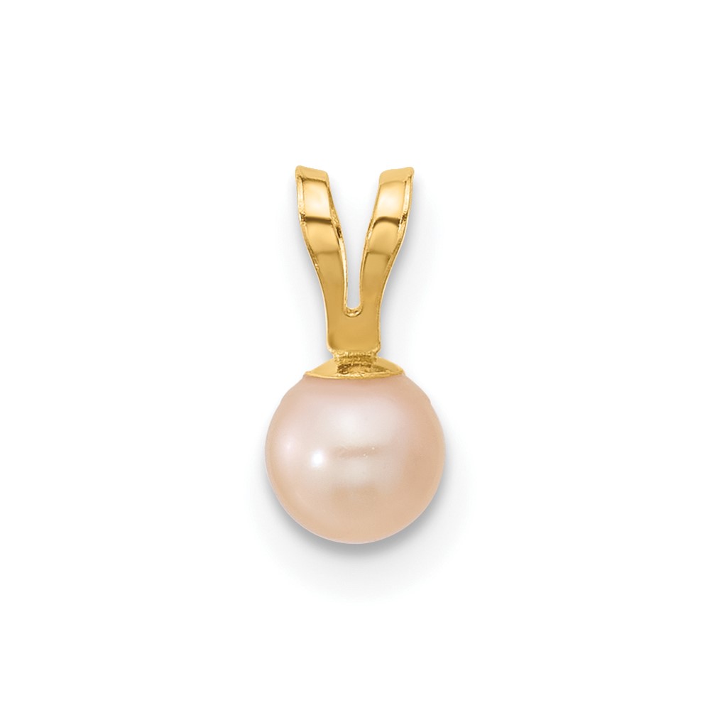 14K Madi K 4-5mm Pink Near Round Freshwater Cultured Pearl Pendant (SE3005PI)