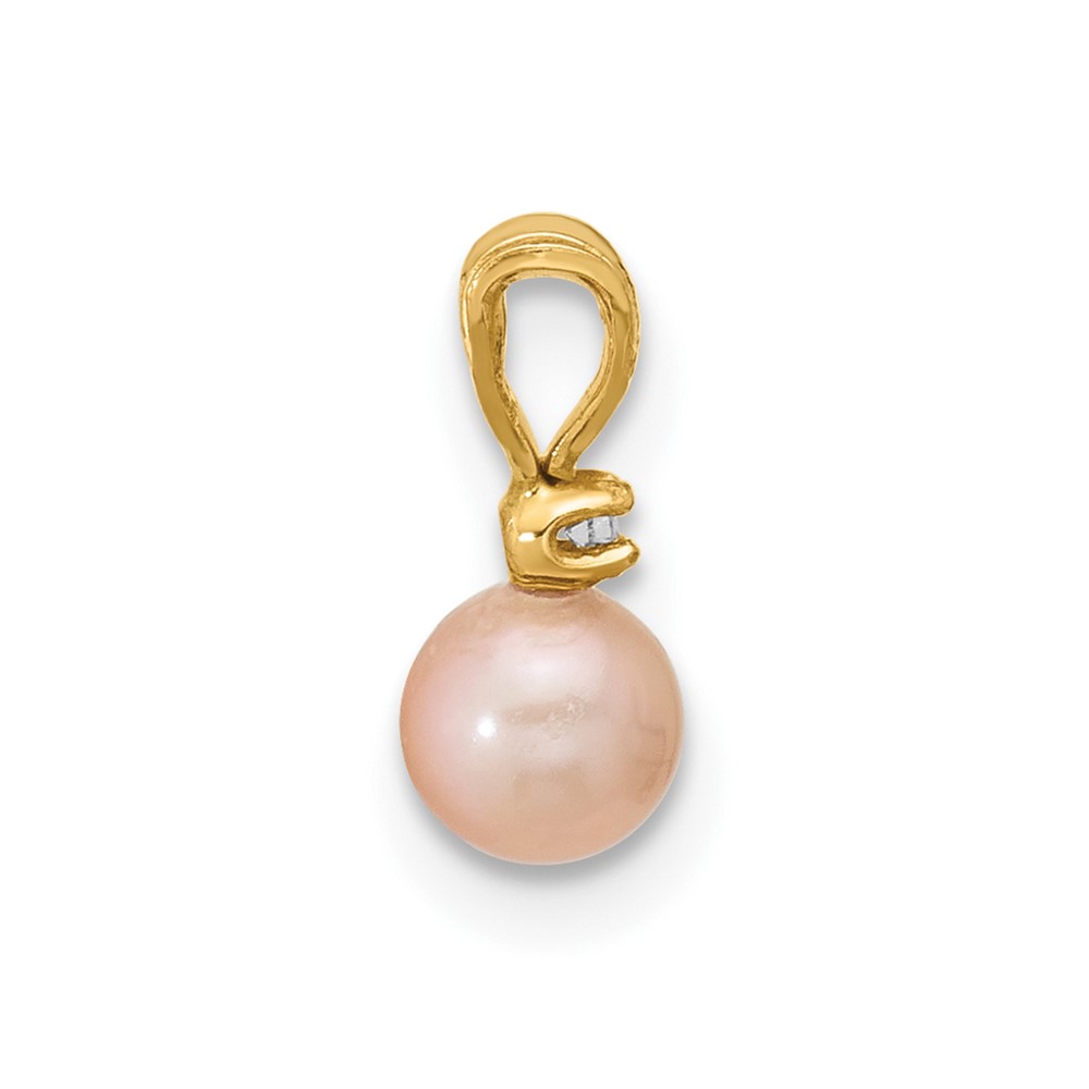 14k Madi K 4-5mm Pink Near-Round Freshwater Cultured Pearl and CZ Pendant (SE3006PI)