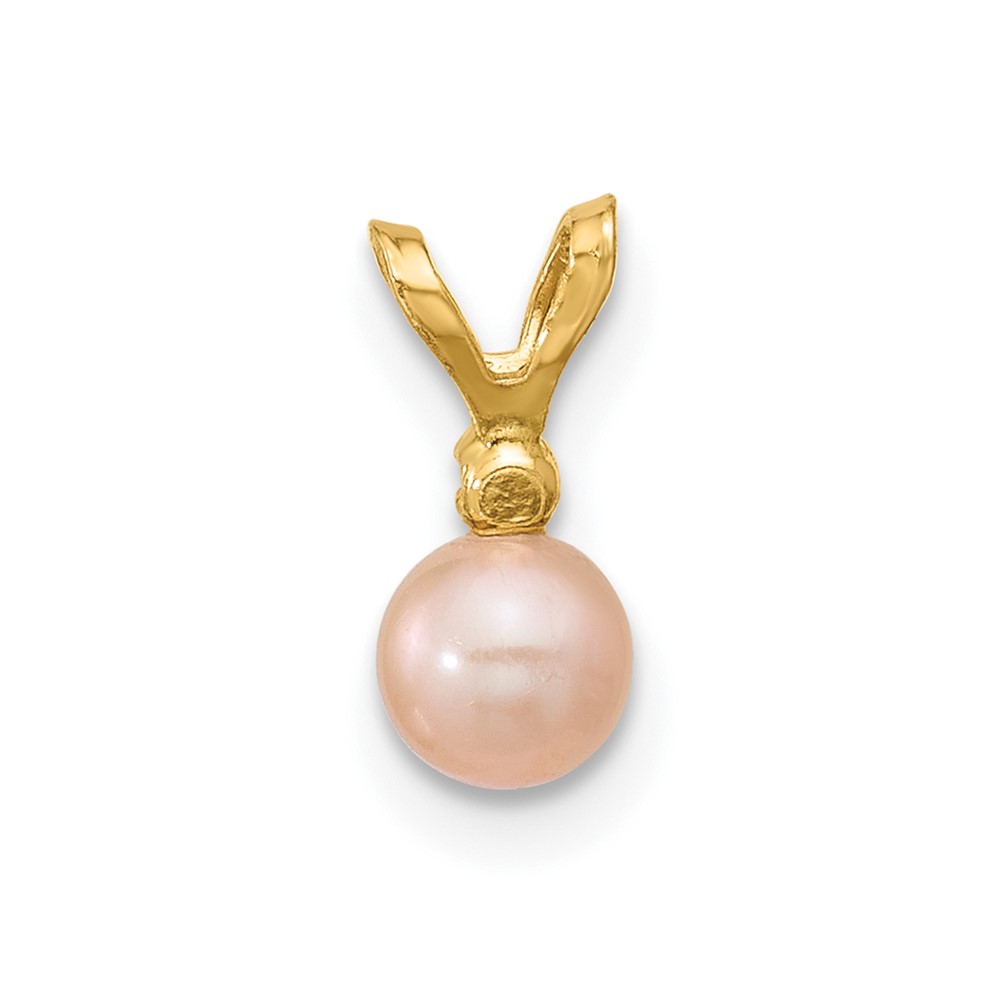 14k Madi K 4-5mm Pink Near-Round Freshwater Cultured Pearl and CZ Pendant (SE3006PI)