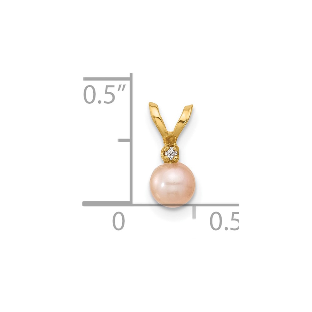 14k Madi K 4-5mm Pink Near-Round Freshwater Cultured Pearl and CZ Pendant (SE3006PI)