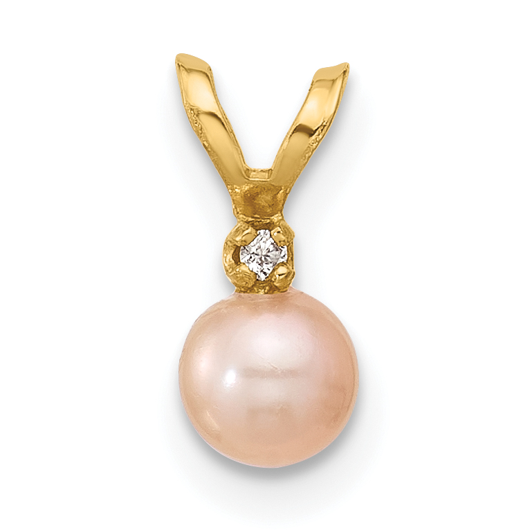 14k Madi K 4-5mm Pink Near-Round Freshwater Cultured Pearl and CZ Pendant (SE3006PI)