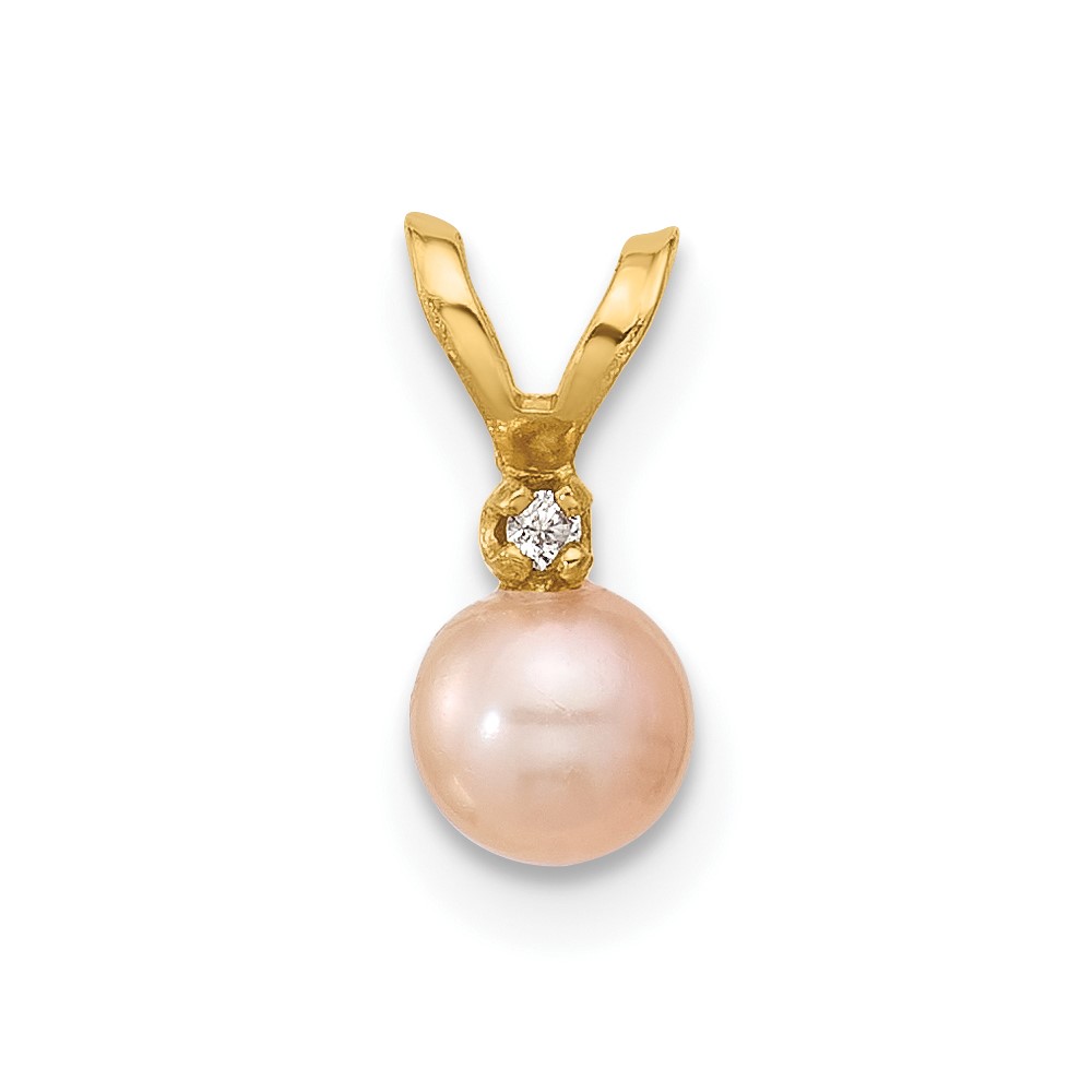14k Madi K 4-5mm Pink Near-Round Freshwater Cultured Pearl and CZ Pendant (SE3006PI)