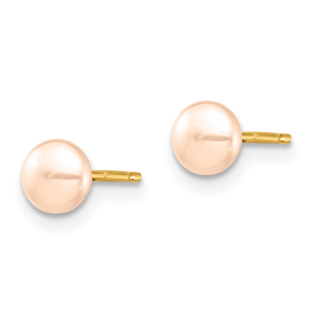 14k Madi K 4-5mm Pink Button Freshwater Cultured Pearl Stud Post Earrings with Silicone Backs (SE3009)