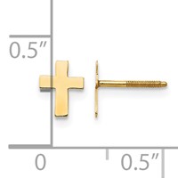 14K Madi K Polished Tiny Cross Silicone Comfort Screwback Earrings view 4