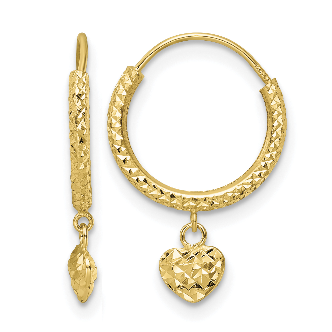 14K Madi K D/C Heart Hoop Earrings (SE3011)