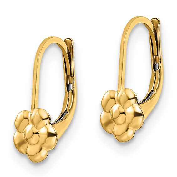 14K Madi K Polished Flower Childrens Leverback Earrings