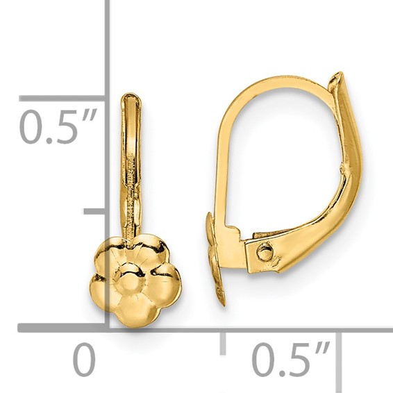 14K Madi K Polished Flower Childrens Leverback Earrings