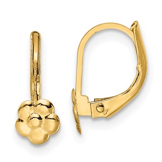 14K Madi K Polished Flower Childrens Leverback Earrings
