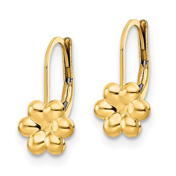 14K Madi K Polished Flower Childrens Leverback Earrings