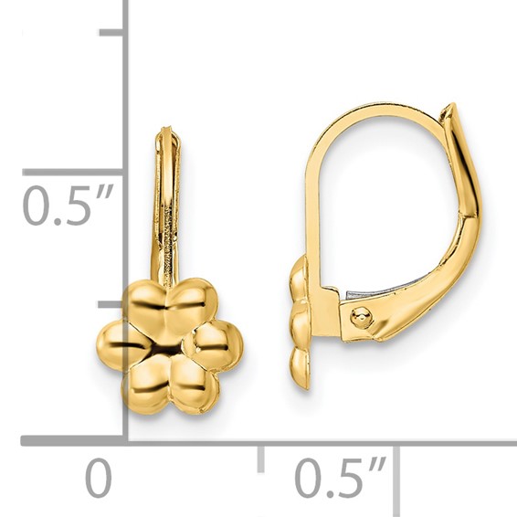 14K Madi K Polished Flower Childrens Leverback Earrings