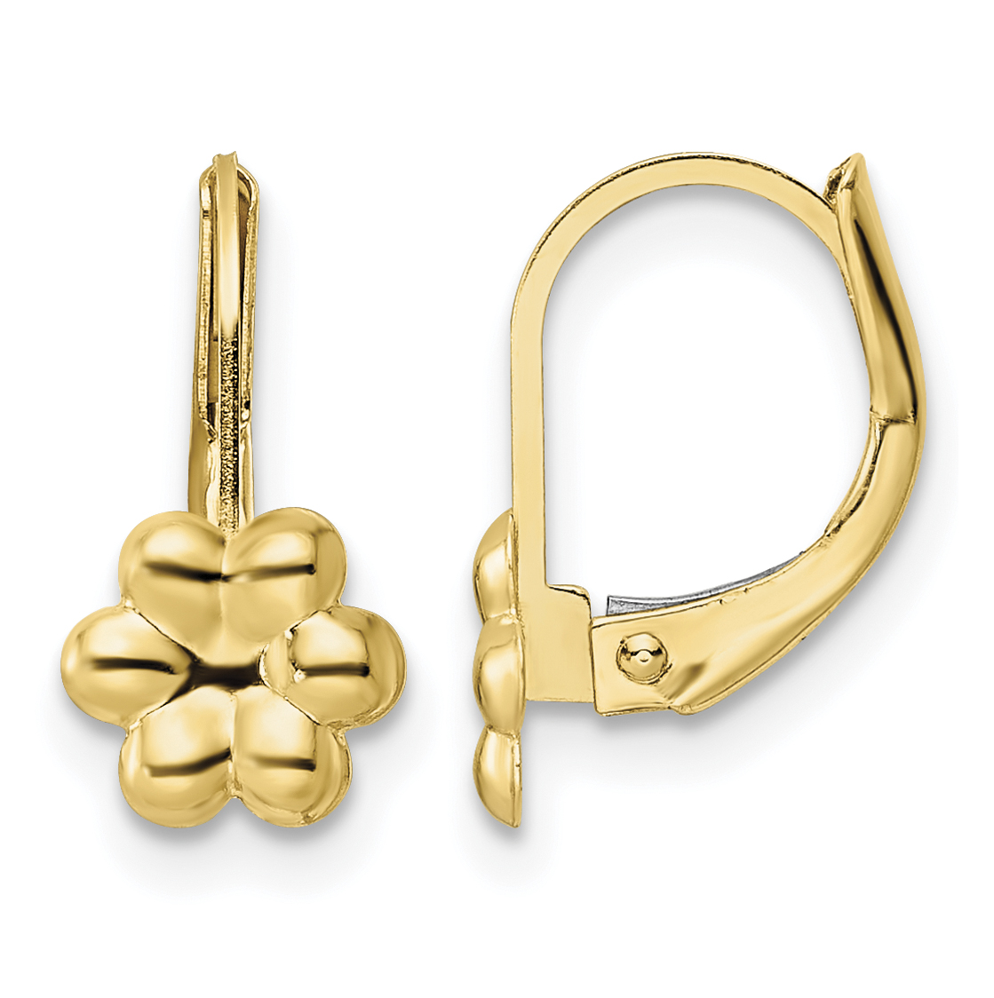 14K Madi K Polished Flower Leverback Earrings (SE3014)