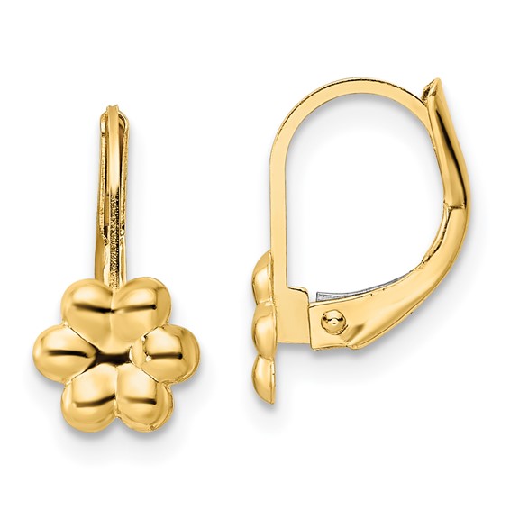 14K Madi K Polished Flower Childrens Leverback Earrings