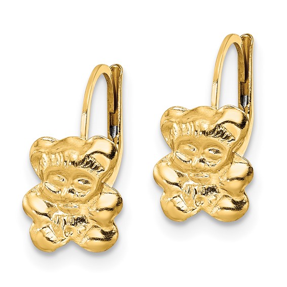 14K Madi K Polished Teddy Bear Childrens Leverback Earrings