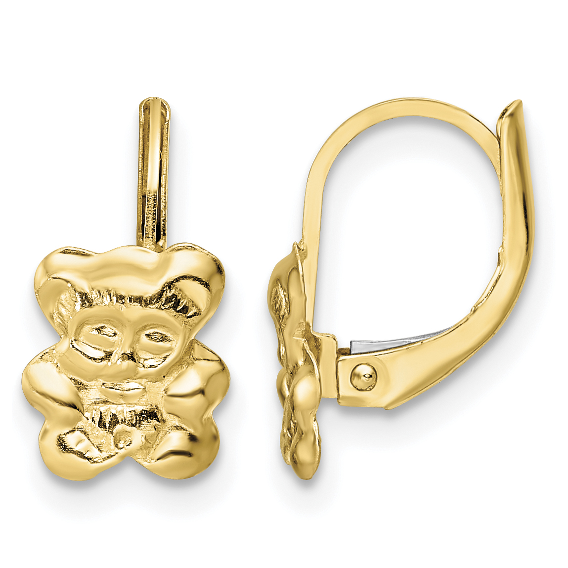 14K Madi K Polished Teddy Bear Leverback Earrings (SE3022)
