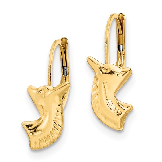 14K Madi K Polished Left and Right Horse Leverback Earrings
