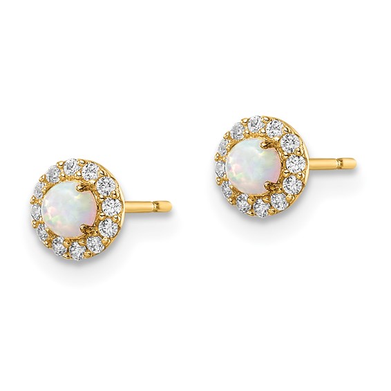 14k Madi K CZ And Lab Created Opal Post Earrings