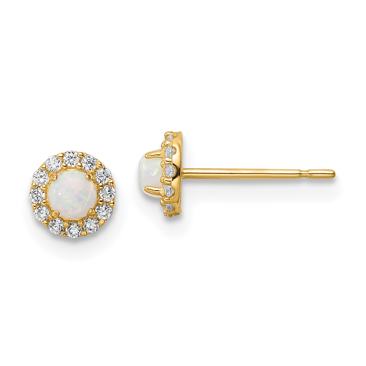 14k Madi K CZ And Created Opal Post Earrings (SE3026)