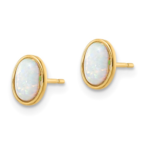 14k Madi K Oval Lab Created Opal Post Earrings