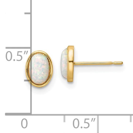 14k Madi K Oval Lab Created Opal Post Earrings