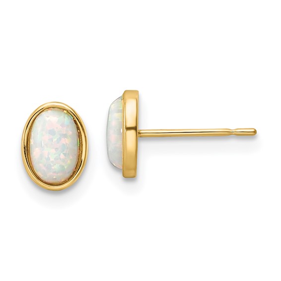14k Madi K Oval Lab Created Opal Post Earrings