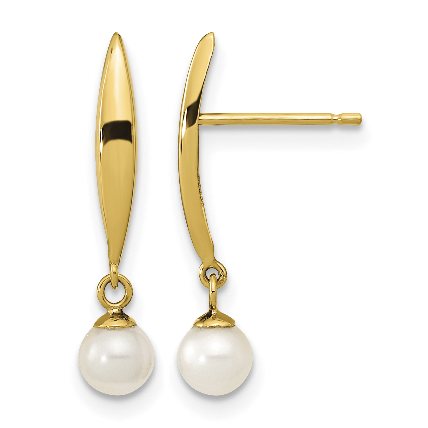 14K Madi K Polished 4mm Freshwater Cultured Pearl Post Earrings (SE3042)