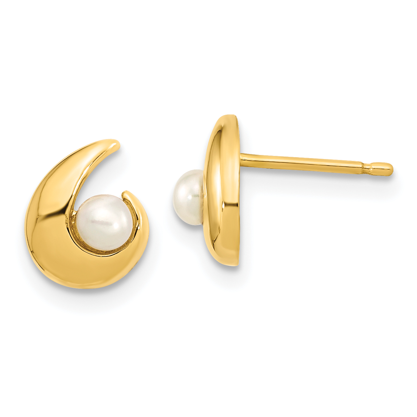 14K Madi K Polished 3.5mm Freshwater Cultured Pearl Post Earrings (SE3047)