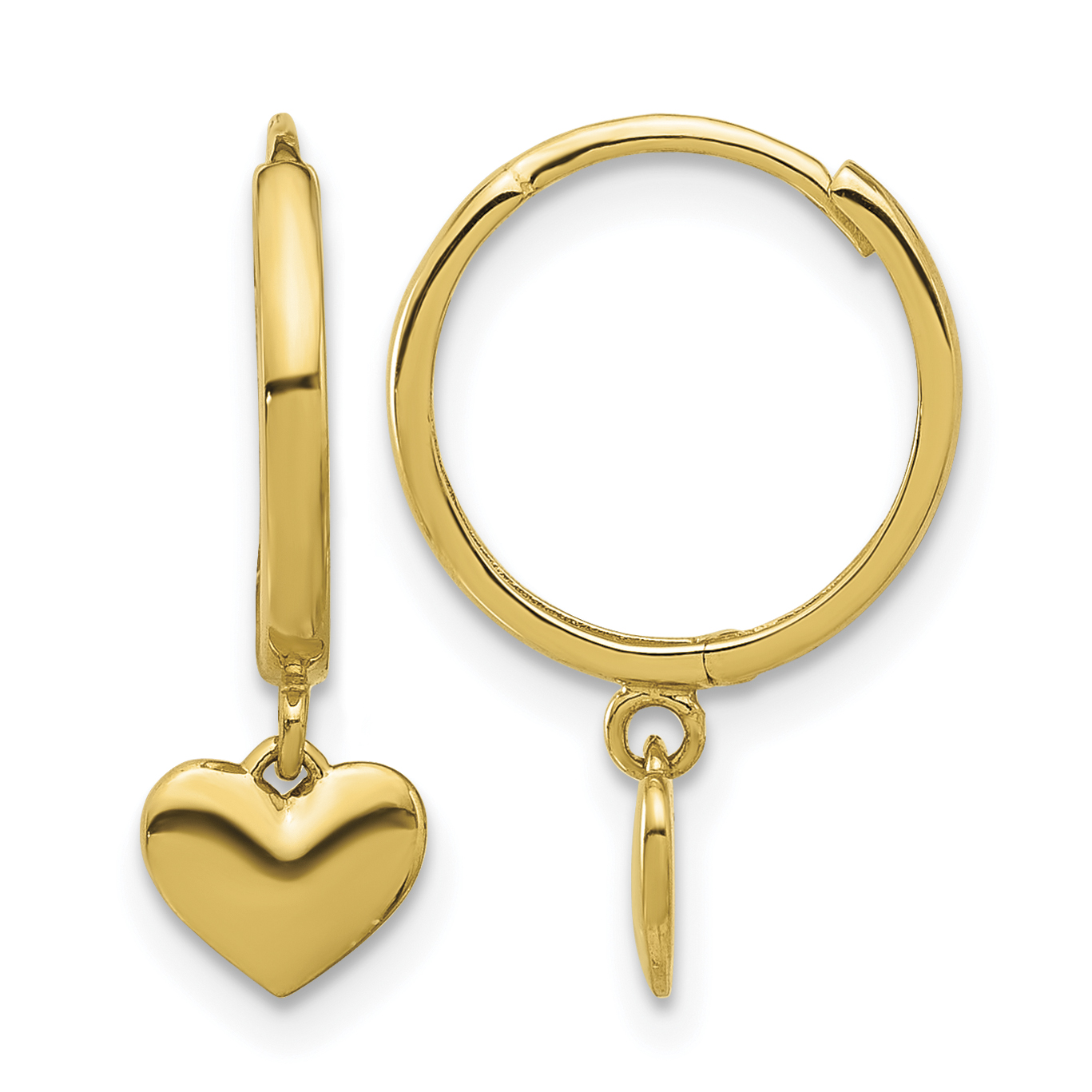 14k Madi K Polished Heart Dangle Huggie Hoop Earrings (SE3055)