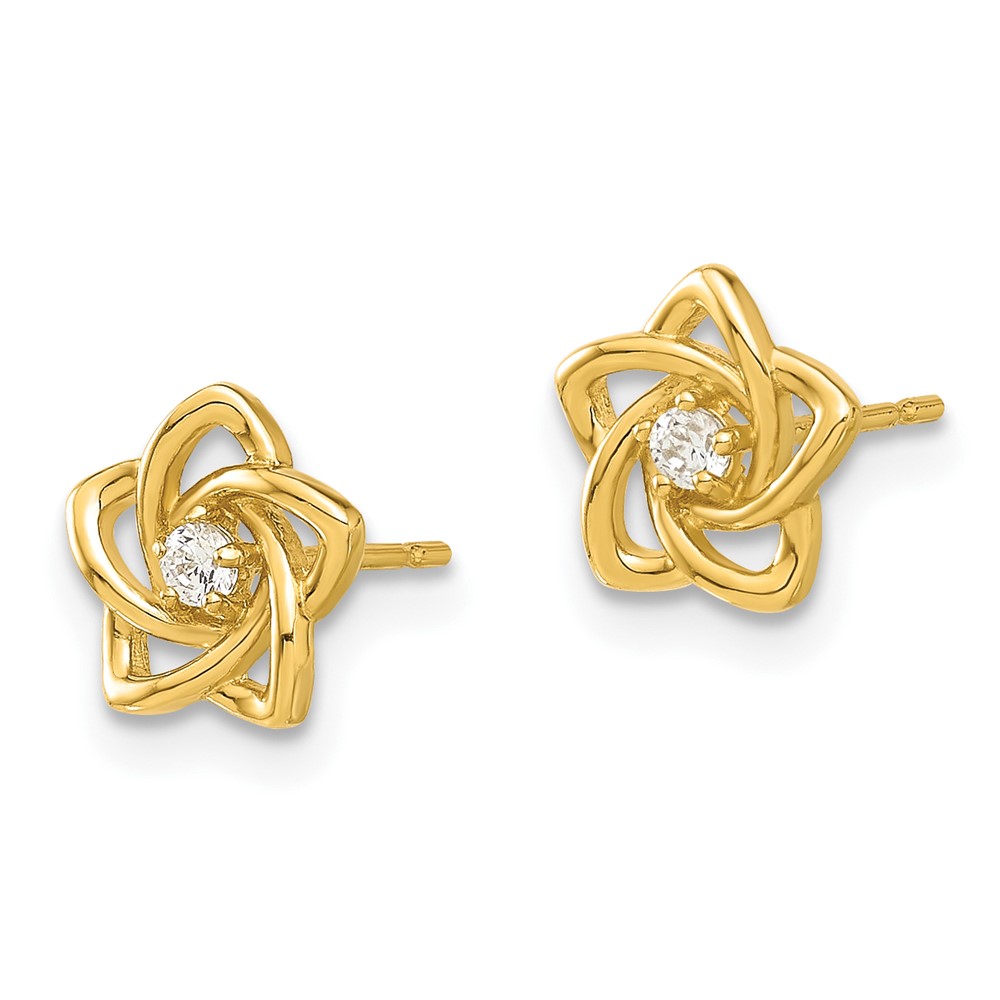 14k Madi K Polished CZ Flower Post Earrings (SE3057)